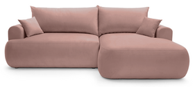 Ecksofa mit Schlaffunktion Ovo L-förmig rechtsseitig mit Stauraum hellrosa hydrophobischer Velours