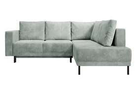 Ecksofa Rodario mit Schlaf-Funktion und Bettkasten, hellgrauer Cord, rechtsseitig