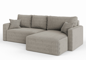 Ecksofa mit Schlaffunktion Haldi L-förmig mit Stauraum dunkelbeige Cord universal