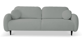 Schlafsofa Bafra mit Schlaffunktion und Bettkasten, grauer Cordstoff