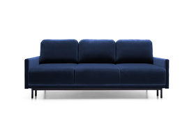 Dreisitzer-Schlafsofa Hamiel mit Stauraum, dunkelblauer Samt, wasserabweisend