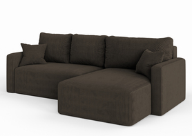 Ecksofa mit Schlaffunktion Haldi L-förmig mit Stauraum braunes Cord universal