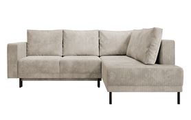 Ecksofa Rodario mit Schlaffunktion und Bettkasten, dunkelbeige Cord, rechtsseitig