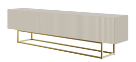 TV-Schrank Veldio 175 cm in Grau-Beige mit goldenen Beinen