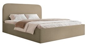 Polsterbett 180x200 cm Sonvivo mit Bettkasten, dunkelbeige Chenille, Metallgestell