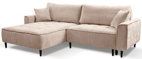 Ecksofa mit Schlafunktion Blues L-förmig links mit Stauraum beige Cordstoff