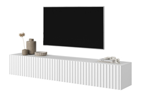 TV-Schrank Telire 175 cm Weiß mit lamellenartiger Front