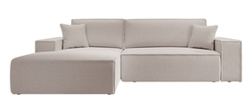 Ecksofa mit Schlaffunktion Farese New L-förmig mit Stauraum braun Boucle linksseitig