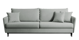 Schlafsofa für drei Personen Volio grau Velvet hydrophobisch schwarze Beine