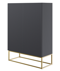 Zweitägige Kommode Veldio mit gefräster Front 90 cm Schwarz mit goldenen Beinen