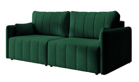 Ecksofa Pierra mit Bettfunktion und Stauraum in dunkelgrünem, hydrophobem Velvet.