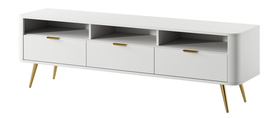 TV-Schrank Oval 160 cm mit Fächern Weiß