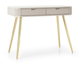Zova Schminktisch mit zwei Schubladen und laminierten Fronten 110 cm grau-beige mit goldenen Beinen