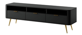 TV-Schrank Oval 160 cm mit Fächern Schwarz