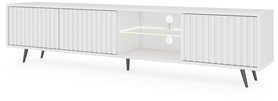TV-Schrank Bello mit Lamellenfronten 175 cm weiß mit LED-Beleuchtung und schwarzen Beinen