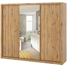 Schiebetürenschrank mit Spiegel Rinker 250 cm Artisan-Eiche