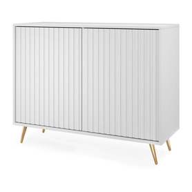 Kommode Bello mit laminierten Fronten 104 cm weiß mit goldenen Beinen