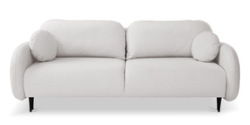 Schlafsofa Bafra mit Schlaffunktion und Bettkasten in cremefarbenem Velvet