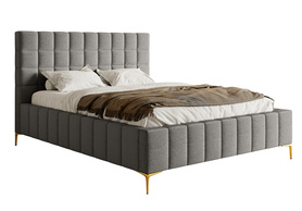 Polsterbett 160x200 cm Szejlo mit Stauraum, Metallrahmen, grauer Chenille