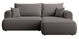 Ecksofa mit Schlaffunktion Ovo mini L-förmig rechts mit Stauraum dunkelgrau Velours pflegeleicht