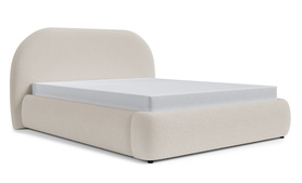 Polsterbett 180x200 cm Ovo beige mit Stauraum, Metallrahmen, Gaslift, Boucle