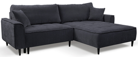 Ecksofa mit Schlaffunktion Blues L-förmig rechtsseitig mit Stauraum, graphitfarbener Cordstoff