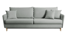 Schlafsofa für drei Personen Volio grau Velvet wasserabweisend mit goldenen Beinen