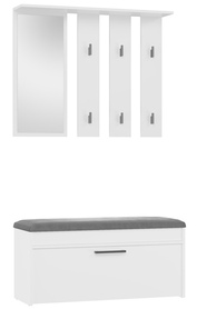 Garderoben-Set Parmani mit Sitzbank und Spiegel 100 cm weiß