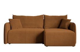 Ecksofa mit Schlaffunktion Mamla L-förmig kupferfarben mit Stauraum, hydrophobischer Velours, universal