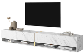 TV-Schrank Mirrgo 200 cm weißer Marmor mit goldener Einlage