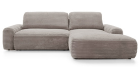 Ecksofa mit Schlaffunktion Alferia L-förmig mit Stauraum grau-beige Cord rechtsseitig