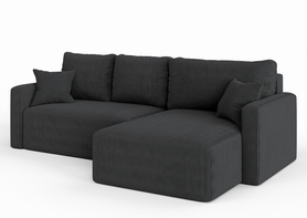Ecksofa mit Schlaffunktion Haldi L-förmig mit Stauraum dunkelgrau Cord universal