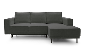 Ecksofa mit Schlaffunktion Rodario mini grau mit Stauraum, rechtsseitig aus Cord.