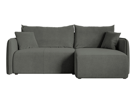 Ecksofa mit Schlaffunktion Mamla L-förmig grau mit Stauraum, wasserabweisender Universalvelours