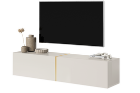 TV-Schrank Bisira 140 cm beige mit goldenem Einsatz