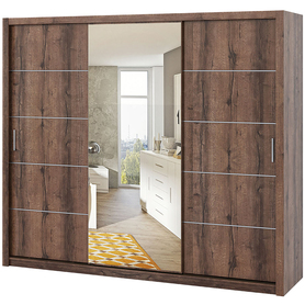 Schwebetürenschrank mit Spiegel Rinker 250 cm Eiche Mönch