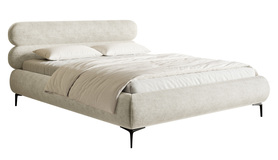 Polsterbett 140x200 cm Roule mit Stauraum, Metallgestell, grau-beige Chenille, schwarze Füße