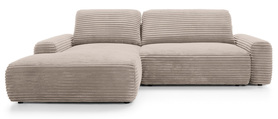 Ecksofa mit Schlafunktion Alferia L-förmig mit Stauraum beige Cord linksseitig