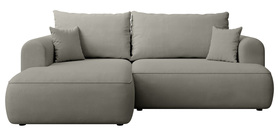 Ecksofa mit Schlaffunktion Ovo mini L-förmig links mit Stauraum hellgraues Chenille, pflegeleicht