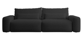Ausziehbares Dreisitzer-Sofa Carnos, schwarz, Chenille, wasserabweisend, schwarze Beine