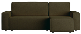 Ecksofa mit Schlafunktion Copertino L-förmig mit Stauraum olivgrünes, hydrophobes Geflecht universal