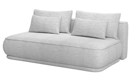 Schlafsofa für drei Personen Leanno mit Stauraum, graues hydrophobes Chenille.