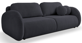 Ovally dreisitzer Schlafsofa mit Stauraum in dunkelgrauem Chenille