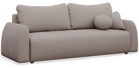 Schlafsofa für drei Personen Nubelle mit Stauraum, dunkelbeige, hydrophobischer Chenille