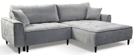 Ecksofa mit Schlaffunktion Blues L-förmig rechts mit Stauraum grauer Cordstoff