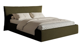 Polsterbett 180x200 cm Softie mit Stauraum, Metallrahmen, olivgrüner Boucle