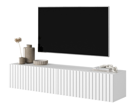 TV-Schrank Telire 140 cm Weiß mit lamellenartiger Front