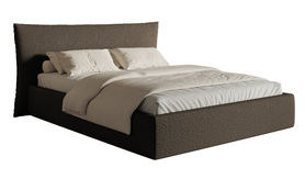 Polsterbett 180x200 cm Softie mit Stauraum, Metallrahmen, braunes Boucle