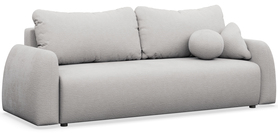Schlafsofa für drei Personen Nubelle mit Stauraum in hellgrauem hydrophobem Chenille
