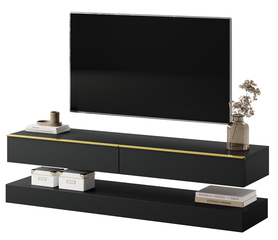 TV-Schrank Hylia in mattem Schwarz / glänzendem Schwarz